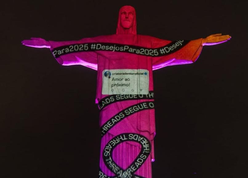 Threads projeta desejos dos brasileiros para 2025 no Cristo Redentor